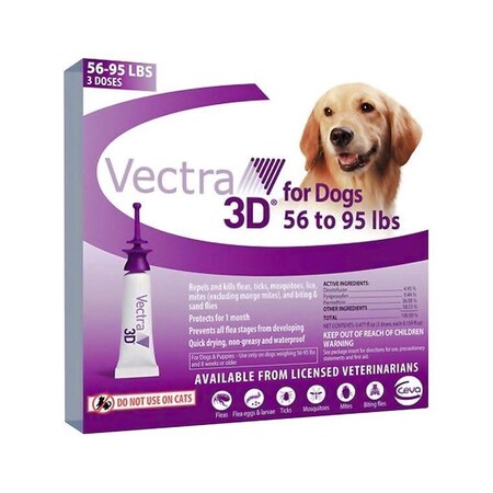 Ceva Animal Health Vectra 3D for Dogs 56 to 95 Pounds, Purple Label, 36PK 061448