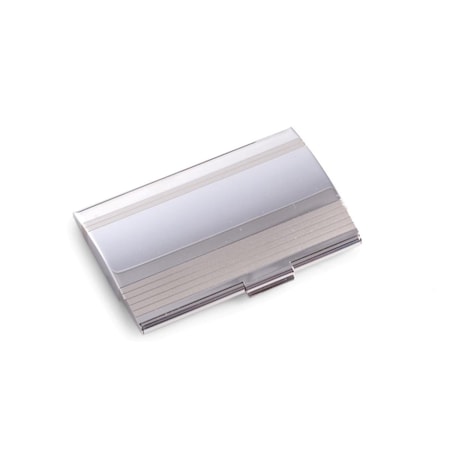 Bey Berk International Bey-Berk International  Stainless Steel Business Card Case with Brushed & Shiny Finish - Silver D293S