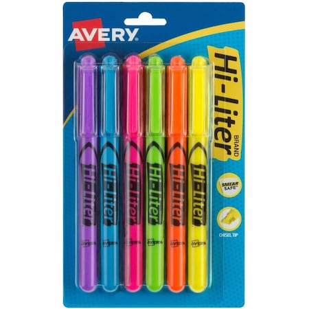 Avery Hi-Liter Pen-Style Highlighters, Sm, PK6 23585