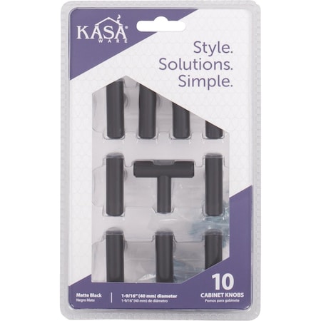 Hardware Resources KasaWare 7/16'' Diameter Matte Black Cabinet Knob, 10PK K294MB-10