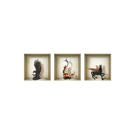 Homeroots Set of Three Hag Faux Niche 3D Peel and Stick Wall Decals, 3PK 565394