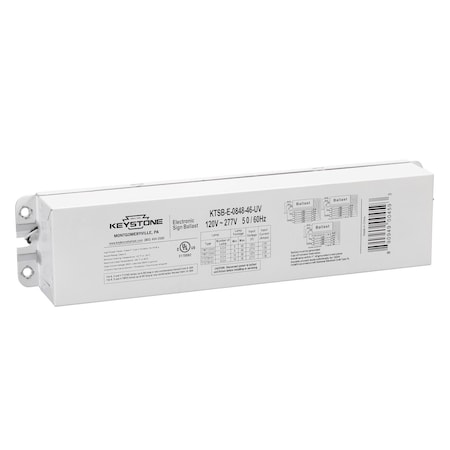Keystone Electronic Sign Ballast, 8-48 feet, 4-6 lamps, 120-277v, Revised Wiring KTSB-E-0848-46-UV /A