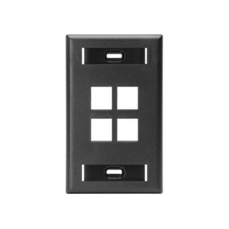 Leviton 4 Port Black Fp W/ Labels 42080-4ES