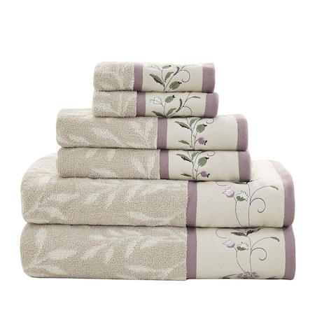 Homeroots Set of Six Cream Cotton Jacquard Towel Set, 6PK 712111
