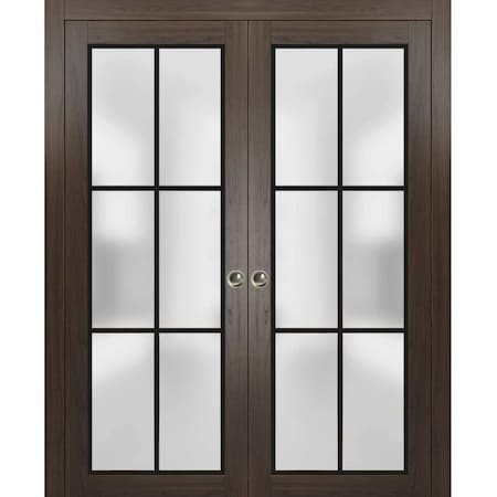 Sartodoors Sliding French Double Pocket Doors with Frosted Glass Planum 2122 64x80 (2* 32x80) Solid Core PLANUM2122DP-CA-64 x 80 (2* 32x80)