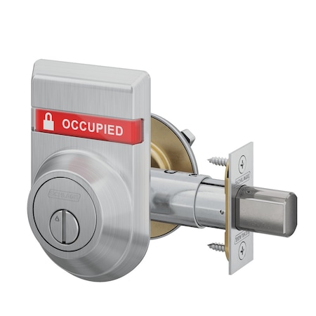 Schlage Grade 2 Door Bolt with Coin Turn, Cointurn Outside/Thumbturn Inside, Dual Indicator inVACANT/OCCUPI B572 626 OS-OCC IS-OCC