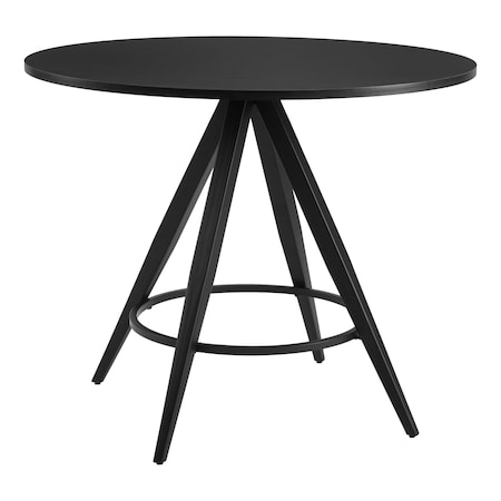 Homeroots 36" Black Wood and Steel Round Top Dining Table 602237