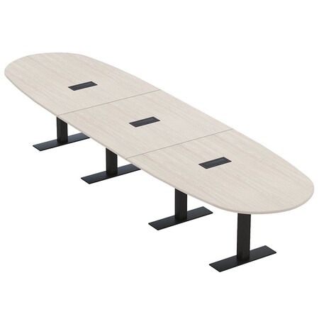 Skutchi Designs 16 Person Conference Table With Power Unit | 16' Boval Table | Harmony Series HAR-BOVL-48X192-T.BK-K458-EBLK