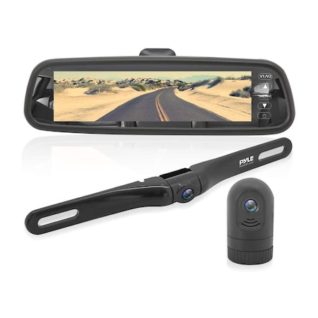 Pyle Pyle Dash Cam, Rearview Mirror Monitor, Night Vision, 7.4” LCD Screen, Waterproof IP-69, G-Sensor PLCMDVR77