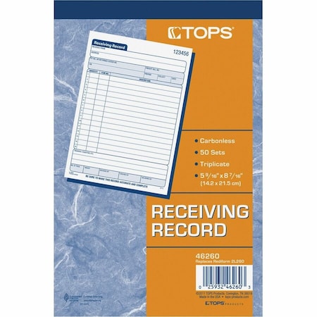 Tops Receiving Record Book, 5-1/2 x 7-7/8, 3-Pt TOP46260