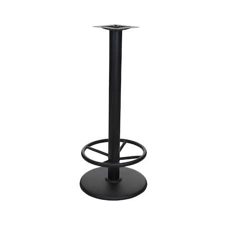 Bfm Seating Stamped Steel - 18in Round Base - Bar Height with Foot-Ring - 3in Column - 7 7/8in Welded Top Plate STB-18RTFR
