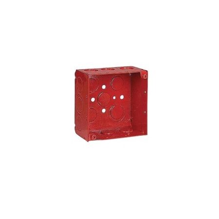 Abb 4 in Square Box, 2-1/8 in Deep, 3/4 in KO, Red (Fire Alarm) 52171-3/4-RD