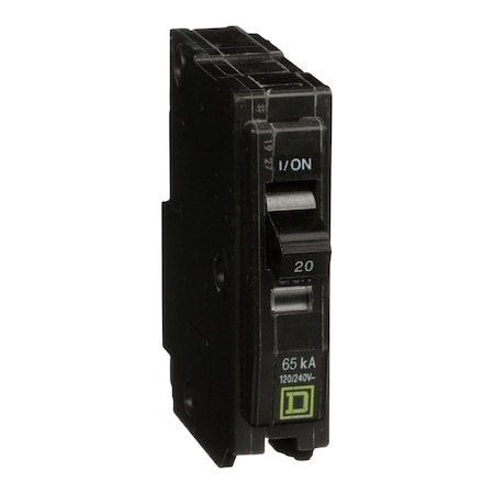 Square D Miniature Circuit Breaker, QO Series, 20A, 1 Pole, 120/240V AC, 65kA at 120V AC QH120
