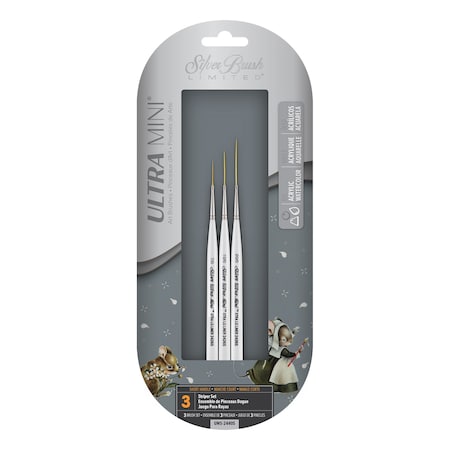 Silver Brush Ultra Mini Striper Brushes, 3-Piece Set UMS-2440S