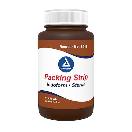 Dynarex Packing Strip, Iodoform, Sterile, 1"x5 Yards, 12PK 3413