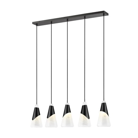 Z-Lite Aimie 5-Light Linear Chandelier, 7 in W, Matte Black 828P7-5L-MB