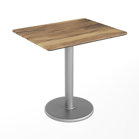 Flash Furniture Commercial All-Weather 24x30 Natural HPL Tabletop with Silver RD Base ST-REC2430-NAT-TR18S-GG