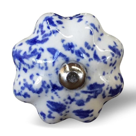 Homeroots Set of Twelve Blue And White Ceramic Drawer Pull Knobs, 12PK 358099