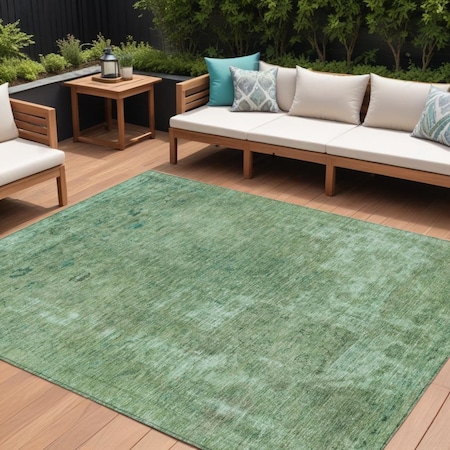 Homeroots 9' X 12' Sage And Mint Green Abstract Washable Indoor Outdoor Area Rug 615510