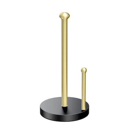 Gatco Kitchen Paper Towel Holder Stand, Matte Black/Brushed Brass 1447MXB