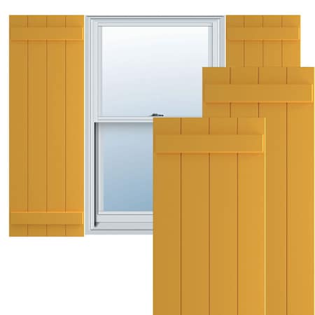 Ekena Millwork True Fit PVC, Four Board Joined Board-n-Batten Shutters, Turmeric, 21 1/2W x 32H, PR TFP101BBF21X032TU