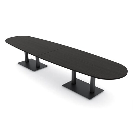 Skutchi Designs Boval Conference Table With Power Unit, 48 in W, 168 in L, Black HAR-BOVL-48X168-DOU.BK-U999ST19-NA