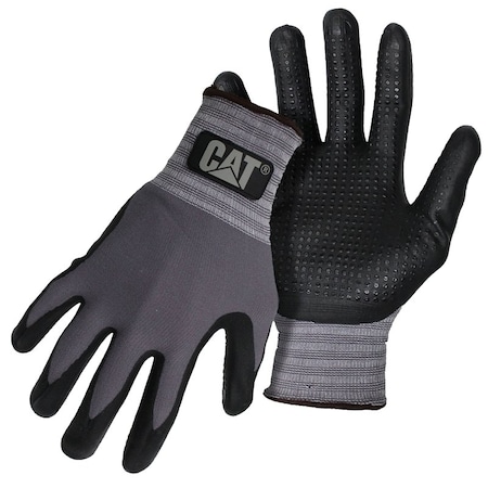 Cat Gloves, XL, Knit Wrist Cuff, Nitrile Coating, Nylon Glove, Gray CAT017419X