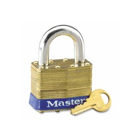 Master Lock No. 4 Laminated Brass Pin Tumbler Padlocks, 9/32 in Diam., 3/4 in L X 5/8 in W, 6PK 470-4