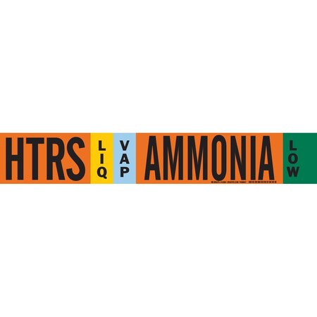 Brady HTRS LIQVAP AMMONIA LOW Pipe Marker, 2.25in H x 14in W, Fits Pipes 2.5in Dia. Thru 7.875in Dia. 145851