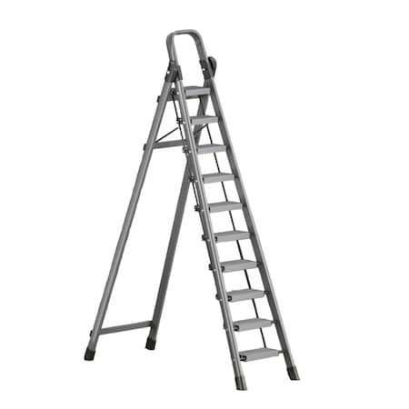 Wrightmaster 8.6 ft. 10-Step Steel Step Ladder, 13 ft. Reach w/Non-Marring Feet 300 lb. Capacity ZoroQHL10B