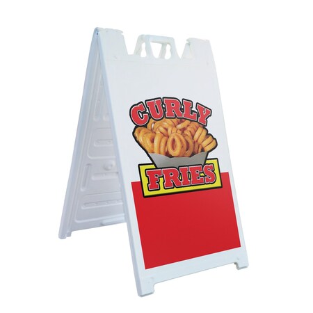 Signmission Curly Fries, A-Frame & 2 Decals Installed, Heavy-Duty Plastic Frame SBHD-D-2436-Curly Fries