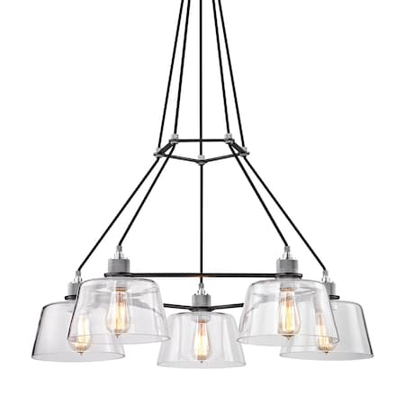Troy Lighting Audiophile 5 Light Chandelier 35.5 In. Old Silver And Polished Alumin F6155