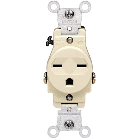 Leviton 15A Ivory Heavy-Duty 6-15R Grounding Single Outlet 071-05029-00I