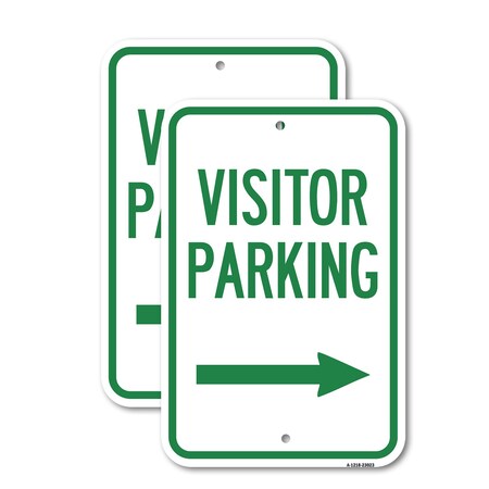 Signmission Reserved Parking Sign Visitor Parking Arrow Pointing R, 12'' X 18'', Heavy Gauge Aluminum, 2PK A-1218-2PACK-23023