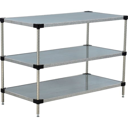 Global Industrial Nexel 3 Shelf, Galvanized Steel Solid Shelving Unit, Starter, 42"W x 24"D x 54"H B3152411