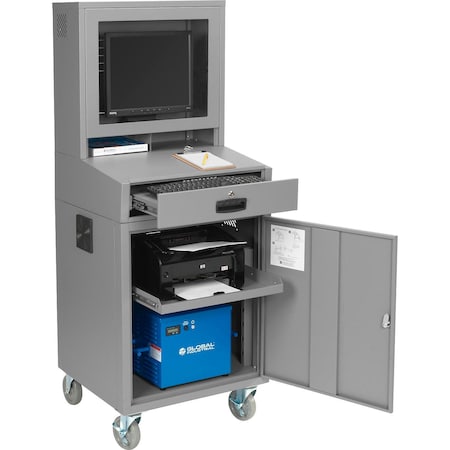 Global Industrial Mobile Powered LCD Computer Cabinet, 560Wh Battery, Dark Gray, Unassembled 239115PGY40