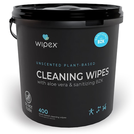 Wipex Plastic-Free Sanitizing Wipes 400ct Dispensing Bucket, Gym & Fitness Antiseptic Hand Wipes WX72001FBB1
