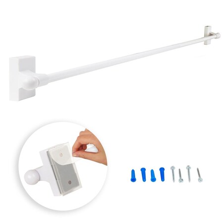 Central Design 0.4375 in. Self-Adhesive or Wall Mounted Rod for 9 to 16 in. Windows, White Adh916-01