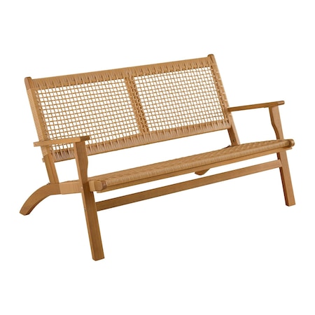 Alaterre Furniture Alaterre Weyra Outdoor Loveseat with Wood and Wicker Natural Patio Furniture Design 80-OUTD-WEYRA-BN