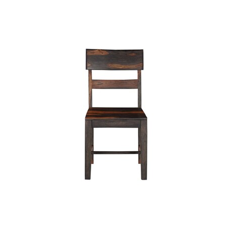 Homeroots Set of Two Dark Brown Solid Wood Ladder Back Dining Side Chairs, 2PK 661263