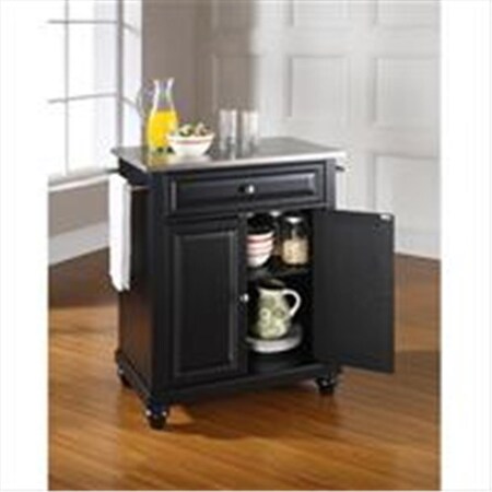 Modern Marketing Crosley Furniture Cambridge Stainless Steel Top Portable Kitchen Island in Black Finish KF30022DBK
