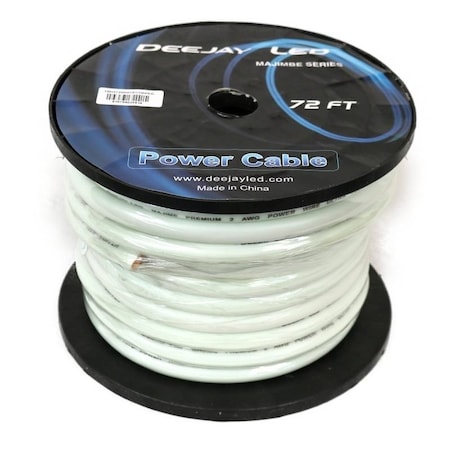 Deejay Led 2 GAUGE 72 FT 100% Copper Power Cable Used for Vehicular Audio Amplifiers WHITE TBH272WHITECOPPE