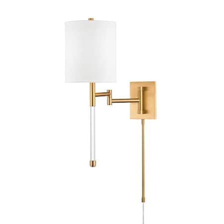 Hudson Valley Lighting Englewood 1 Light Plug-In Sconce 7.5 In. Aged Brass 9421-AGB