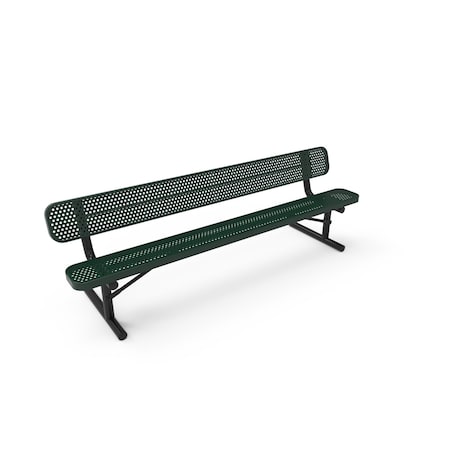 Mytcoat 8ft Outdoor Bench with Back, Portable, Green, Punched Steel, Textured Coating 804222