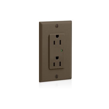 Leviton Surge Protector Receptacle, 15 Amp, 125 Volt, 5-15R NEMA, Brown 5280