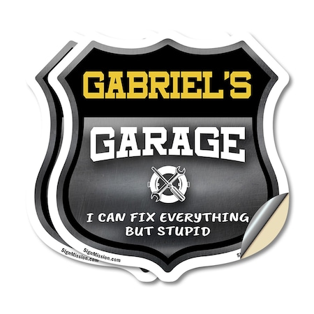 Signmission Gabriel's Garage I Can Fix Everything But Stupid, 4 inch X 4 inch, Vinyl Decal, 2PK SHI-D-2PACK-4-490-GABRIEL