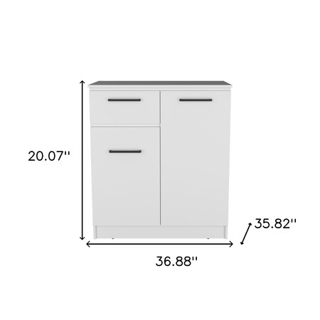 Homeroots 37in White Wood Accent Cabinet With Two Doors And One Drawer 524963