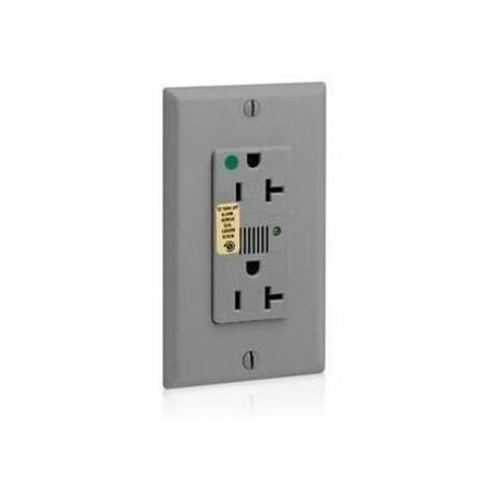 Leviton Surge Protector Receptacle, 20 Amp, 125 Volt, 5-20R NEMA, Gray 8380-GY