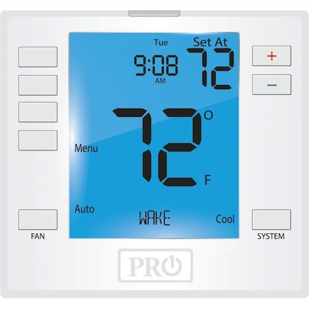 Pro1 Iaq Non-Programmable Thermostat, 7, 5-1-1 Programs, 3 H, 2 C, Wall Mount, Hardwired/Battery, 24VAC T755