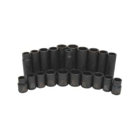 K-Tool International 3/8 in Drive Impact Socket Deep Socket, black oxide, Metric, 15mm, 2-1/2in.L, Hex KTI-37215